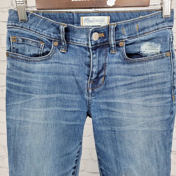 Madewell Blue Denim Skinny Skinny Distressed Ripped Low Rise Jeans 25 (25x28) - Picture 5 of 15